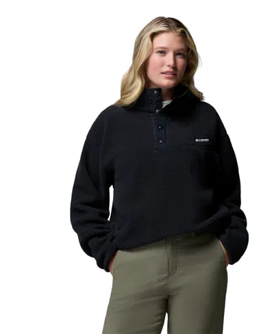 Columbia Women's Helvetia Ii Sherpa Fleece Cropped Pullover Jacket In Black