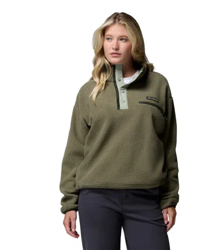 Columbia Women's Helvetia Ii Sherpa Fleece Cropped Pullover Jacket In Green