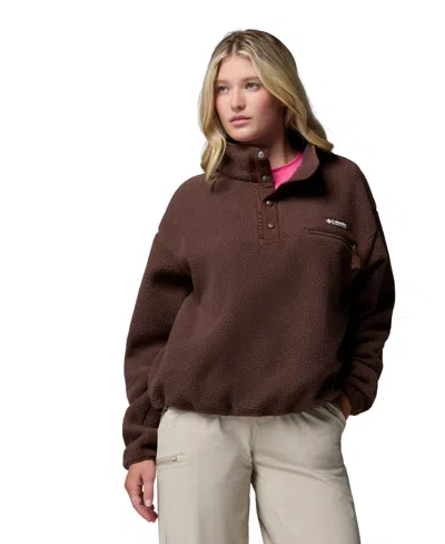 Columbia Women's Helvetia Ii Sherpa Fleece Cropped Pullover Jacket In Brown