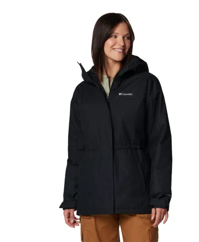 Columbia Women's Hikebound Ii Long Waterproof Insulated Hooded Jacket In Black
