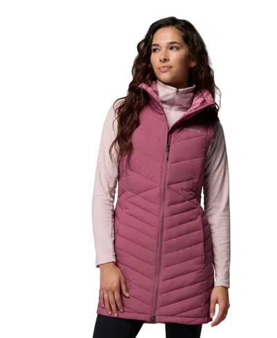 Columbia Women's Joy Peak Ii Long Insulated Puffer Vest In Purple