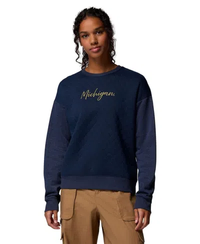 Columbia Women's Navy Michigan Wolverines Collegiate Hart Mountain Quilted Sweatshirt In Blue