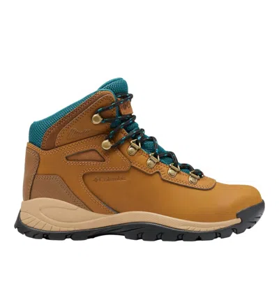 Columbia Women's Newton Ridge Plus Waterproof Hiking Boots In Elk, River Blue In Brown