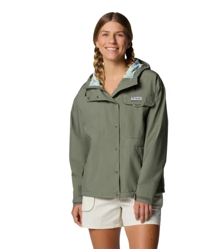 Columbia Women's Pfg Open Water Hooded Rain Jacket In Cypress