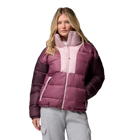 Columbia Women's Pike Lake High Neck Collared Puffer Jacket In Burgundy
