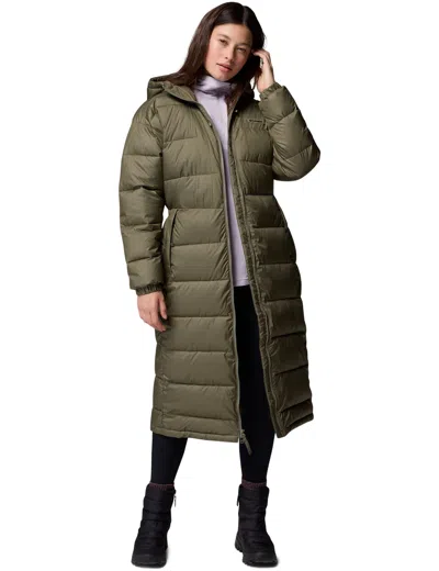 Columbia Women's Pike Lake Iii Long Hooded Puffer Jacket In Green