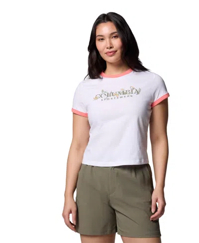 Columbia Women's Rolling Bend Graphic Ringer Top In White,outback Critters