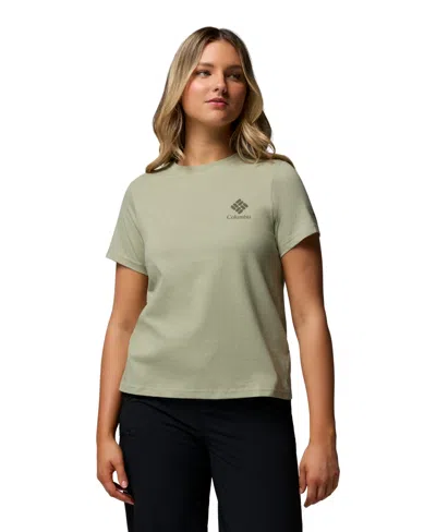 Columbia Women's Rolling Bend Graphic Short Sleeve Top In Green