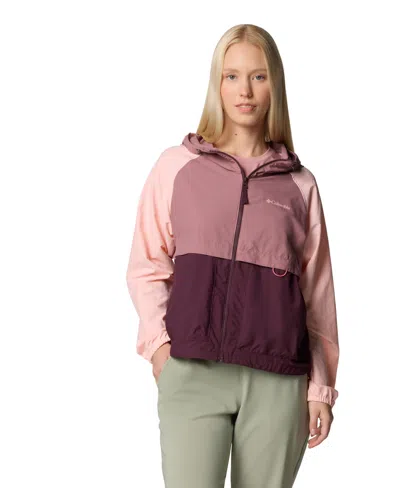Columbia Spire Valley Colour-block Stretch Windbreaker Jacket In Crimson