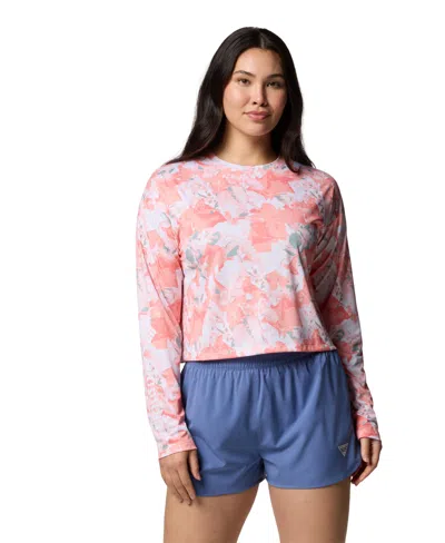 Columbia Women's Super Tidal Light Long-sleeve Top In Tiki Pink Floracamo