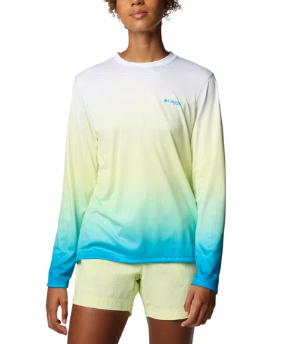 Columbia Pfg Women's Super Tidal Performance Fishing Tee In Ocean Blue Gradient