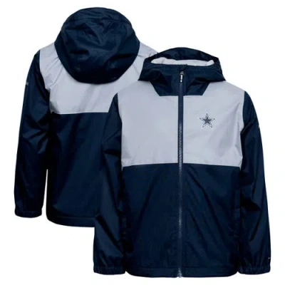 Columbia Big Boys And Girls Navy Dallas Cowboys Rainy Fields Lined Omni-tech Full-zip Hoodie Jacket