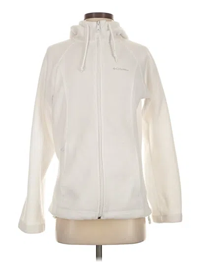 Pre-owned Columbia Zip Up Hoodie In White