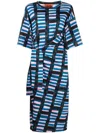 Colville Abstract-print Twisted Midi Dress In 黑色