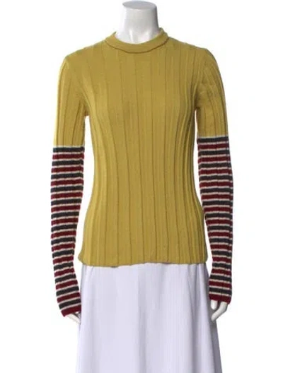 Pre-owned Colville Alpaca Striped Sweater In Yellow