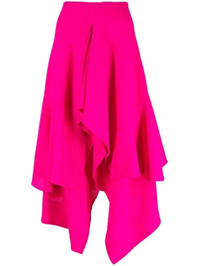 Colville Asymmetric Wool Midi Skirt In Rosa