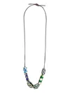 Colville Beatle Beaded Leather Necklace In Grün