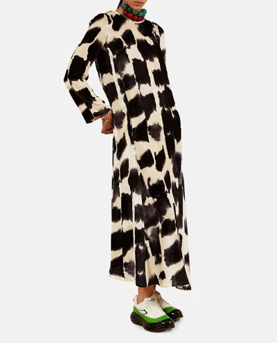 Colville Multicolor Bell Midi Dress In Schwarz