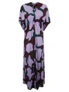 Colville Cocoon Abstract-print Maxi Dress In Lilac/brown/green