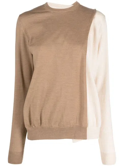 Colville Contrasting Panel-detail Fine-knit Sweater In Neutrals