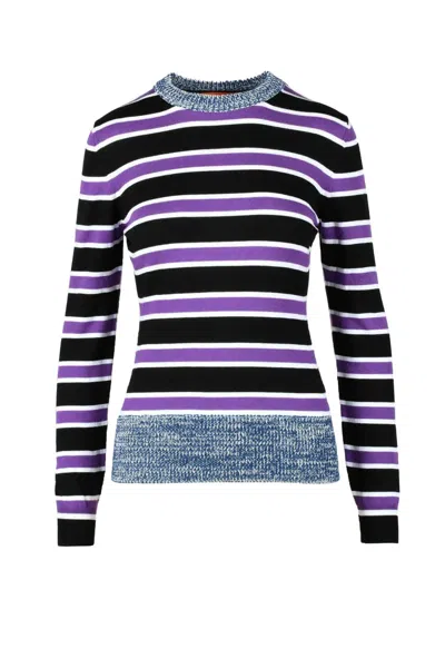 Colville Cotton Wool Knit - Black/purple In Multi