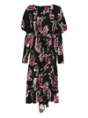 Colville Delphi Pleated Abstract-print Dress In Black