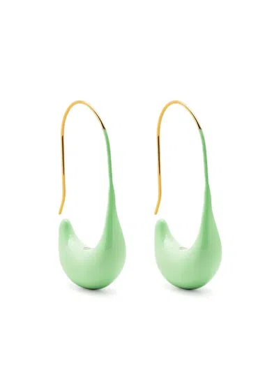 Colville Enamel-finish Detail Earrings In Green Gold