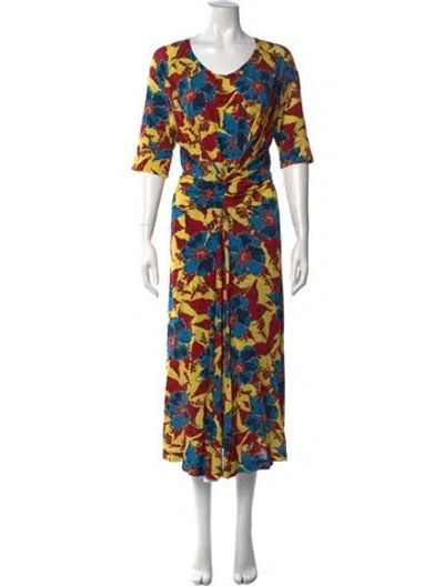 Pre-owned Colville Floral Print Midi Length Dress W/ Tags In Blue