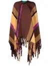 Colville Fringed Striped Cape In Brown