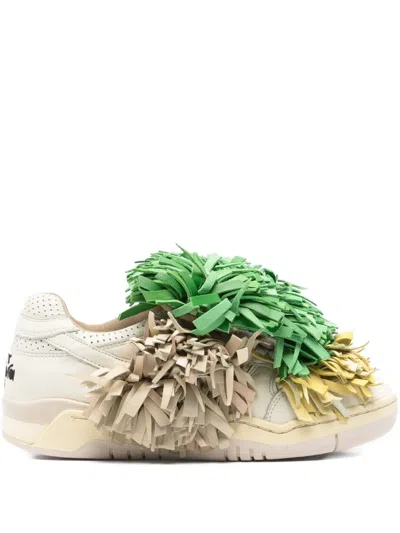 Colville Muppet Fringed Leather Sneakers In Neutral