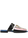 Colville Patch Buckle-detail Patchwork Mules In Blue
