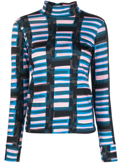 Colville Piano-print High-neck Top In Blue