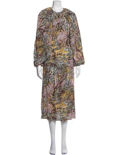 Pre-owned Colville Printed Long Dress In Neutrals
