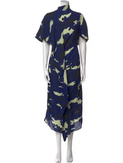 Pre-owned Colville Printed Midi Length Dress In Blue
