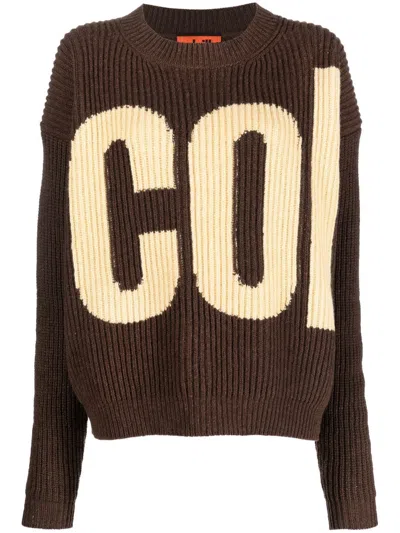 Colville Ribbed Intarsia-knit Logo Jumper In Braun