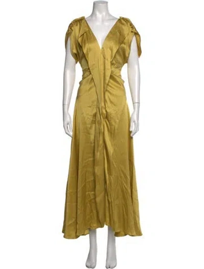 Pre-owned Colville Silk Long Dress In Yellow