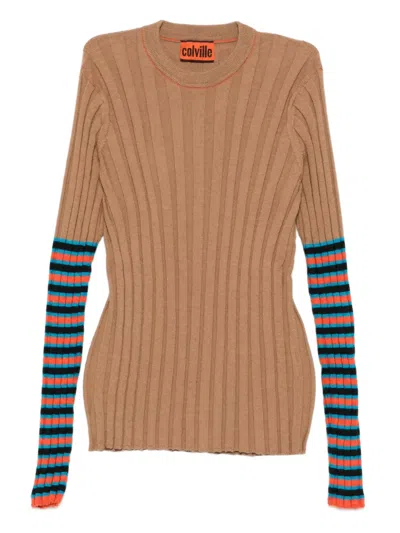Colville Stripe-dipped Sweater In Brown