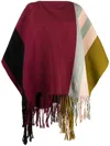 Colville Striped Cotton Poncho In Red