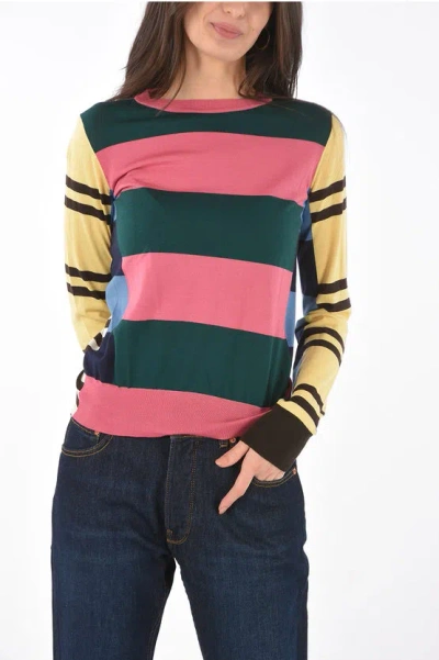 Colville Striped Multicolor Wool Crew-neck Sweater In Pink