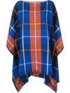 Colville Windowpane-pattern Wool Poncho In Blue