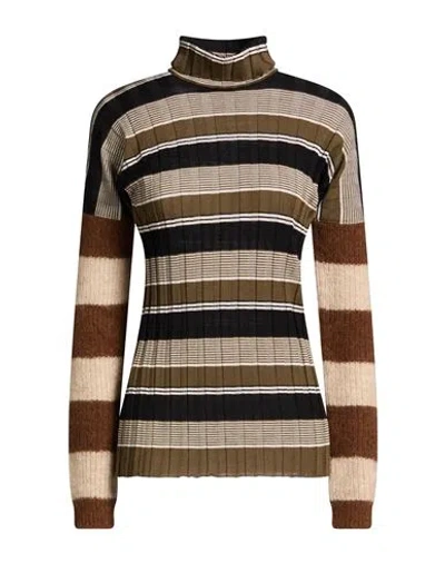 Colville Woman Turtleneck Military Green Size L Virgin Wool, Alpaca Wool, Polyamide In Brown