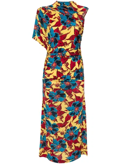 Colville Wrapped Midi Dress In Yellow