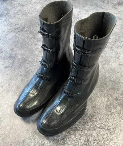 Pre-owned Combat Boots X Military Y2k Vintage Rubber Boots Opium Avant Garde Style Usa In Black