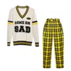Come On Yellow / White / Black Suit Sad Sweater With Yellow Tartan Trousers In Multi