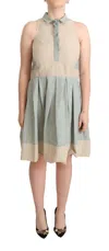 Comeforbreakfast Multicolor Collared Sleeveless Sheath Dress In Blue