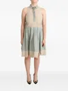 Comeforbreakfast Multicolor Collared Sleeveless Sheath Dress In Blue