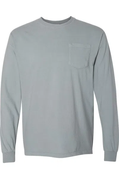 Comfort Colors Garment-dyed Heavyweight Long Sleeve Pocket T-shirt In Black