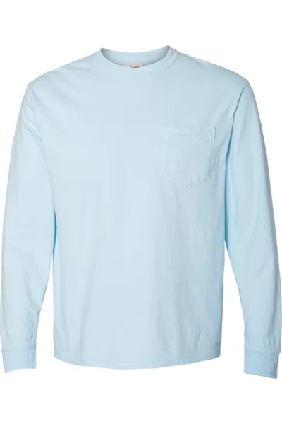 Comfort Colors Garment-dyed Heavyweight Long Sleeve Pocket T-shirt In Blue