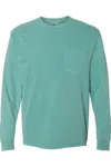 Comfort Colors Garment-dyed Heavyweight Long Sleeve Pocket T-shirt In Green
