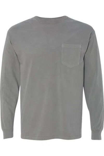 Comfort Colors Garment-dyed Heavyweight Long Sleeve Pocket T-shirt In Grey